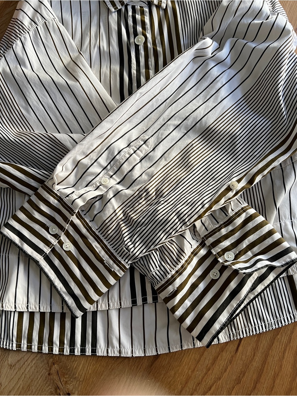 MADEWELL CURVE-HEM SHIRT IN POPLIN LIGHTHOUSE STRIPE, SIZE L. - Picture 8 of 11